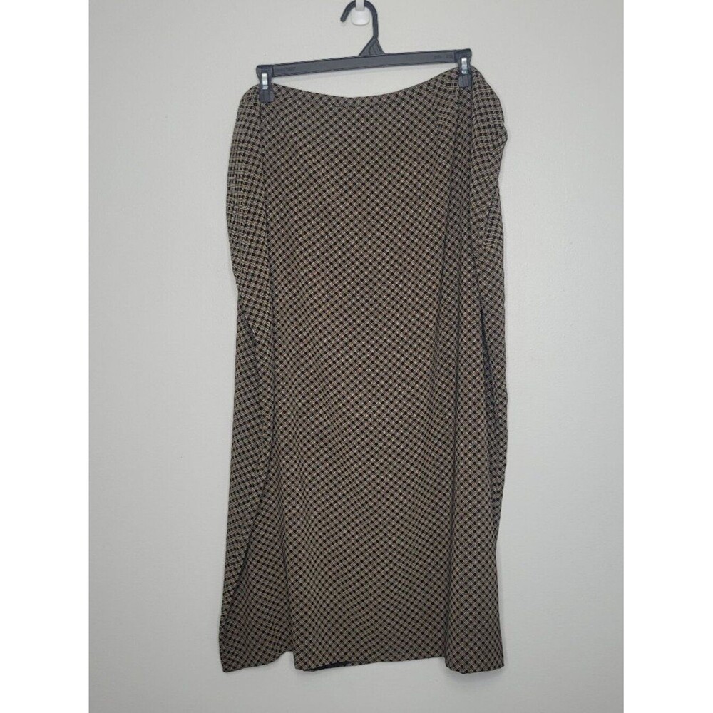 Casual Corner tan black plaid print a line plus size career church skirt 26